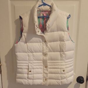 White Puffer Vest with Colorful Lining